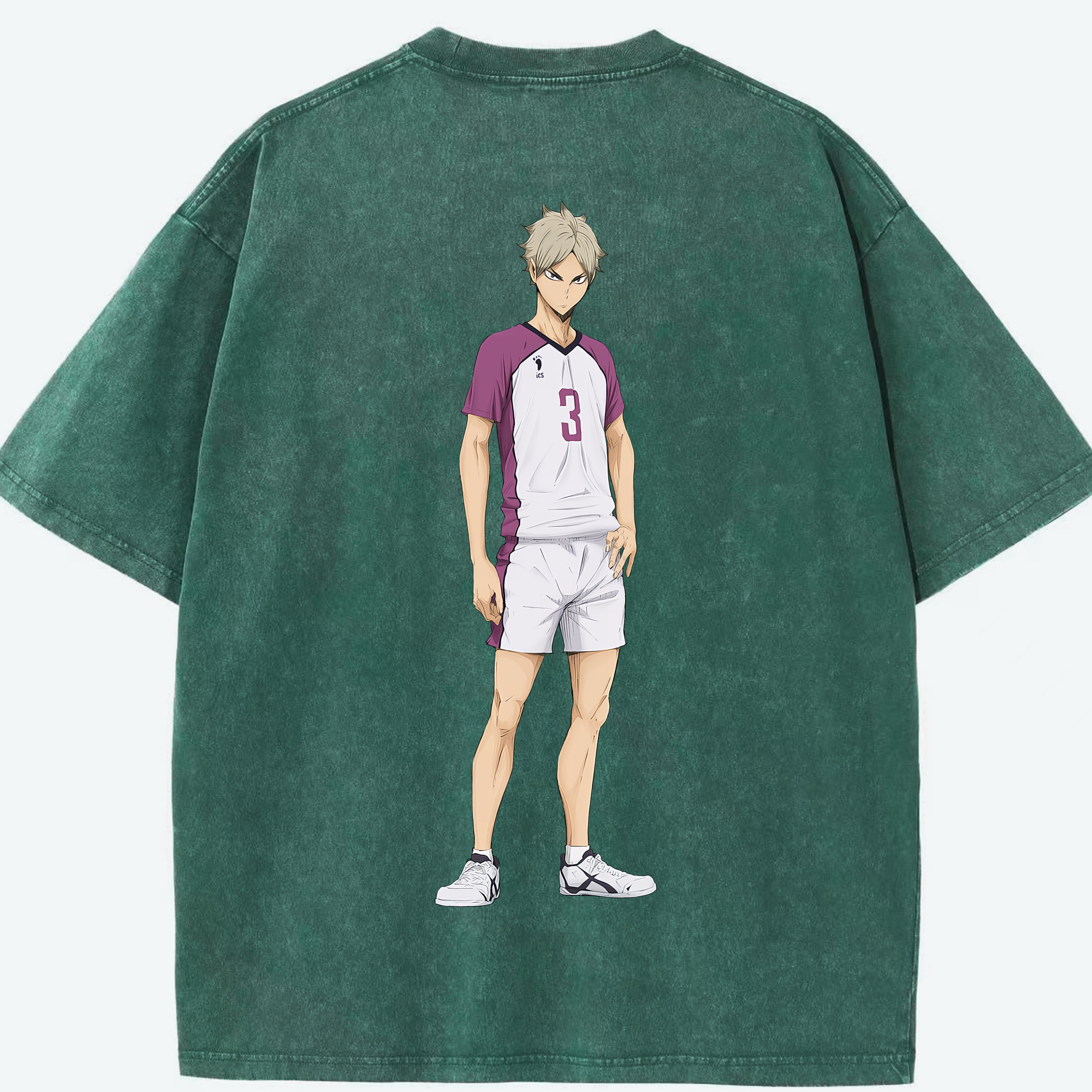 （画像用） ハイキュー!! Haikyu!! 綿100% ヴィンテージ風 半袖Tシャツ（背面プリント）